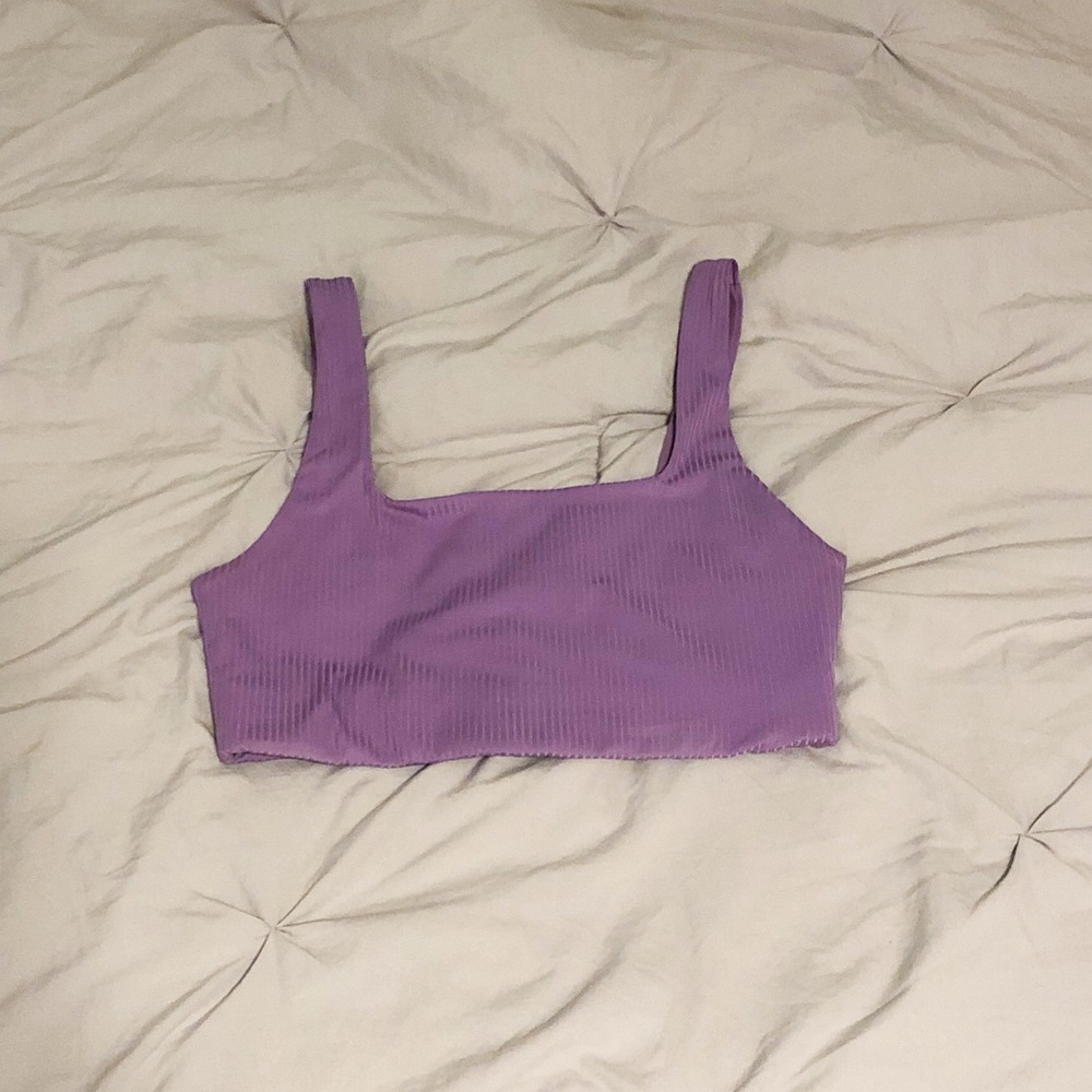 Violet rib Tommy Square Neck Bra from Girlfriend Collective